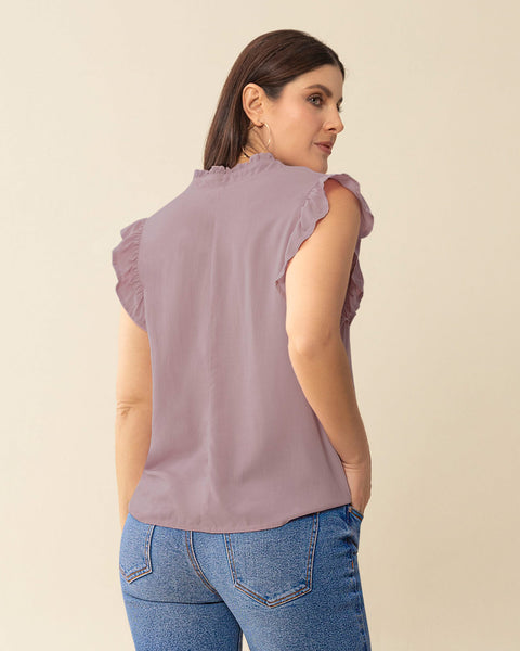 Blusa con boleros en cuello y mangas#color_422-lila-osc