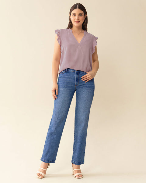 Blusa con boleros en cuello y mangas#color_422-lila-osc