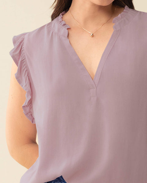Blusa con boleros en cuello y mangas#color_422-lila-osc