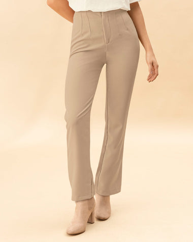 Pantalón bota recta silueta ajustada#color_084-arena