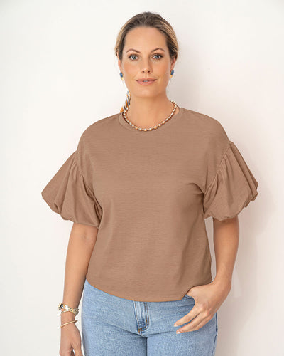 Blusa con magas tipo globo#color_831-cafe-oscuro