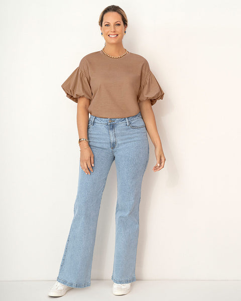 Blusa con magas tipo globo#color_831-cafe-oscuro