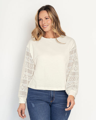Buzo con mangas tejidas#color_018-marfil