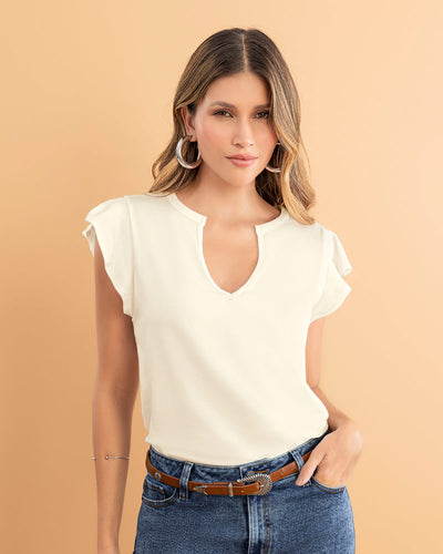 Camiseta con bolero en manga#color_018-marfil
