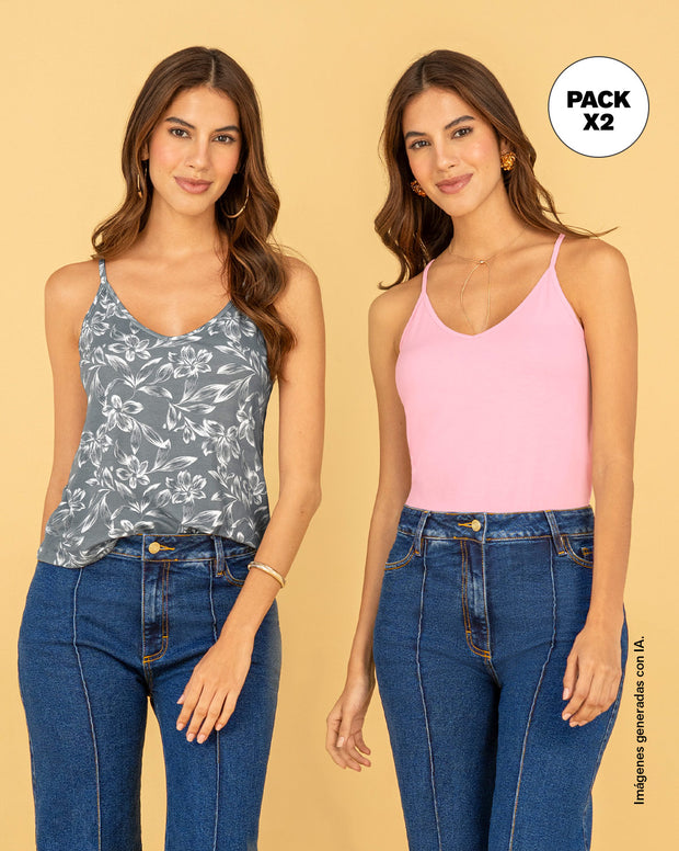 Camiseta de tiritas básica x 2