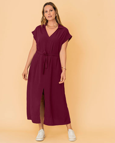 Vestido largo cuello sport#color_349-vino