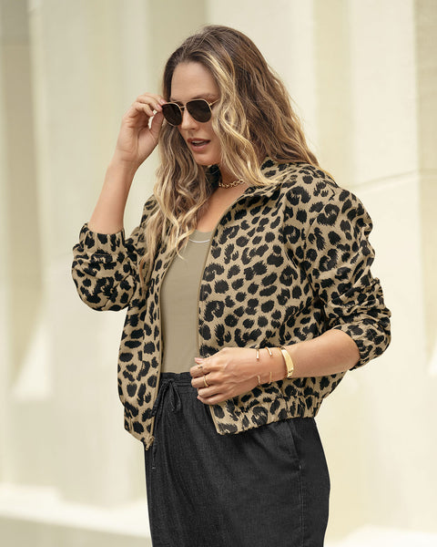 Chaqueta estampada con cierre en frente#color_145-animal-print