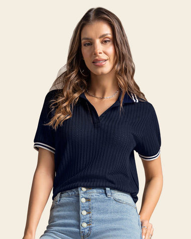Camiseta tipo polo en tejido de punto#color_c42-azul