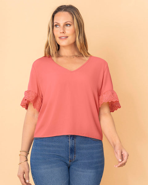 Blusa con detalle en mangas#color_301-rosa-anaranjado