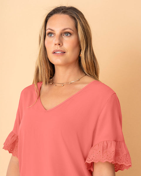 Blusa con detalle en mangas#color_301-rosa-anaranjado