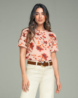 Camiseta manga corta con dobladillo en manga tela estampada#color_088-est-flores