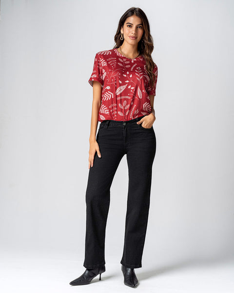 Camiseta manga corta estampada con dobladillo en manga#color_030-hojas