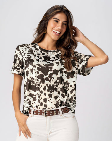 Camiseta manga corta estampada con dobladillo en manga#color_038-vaca