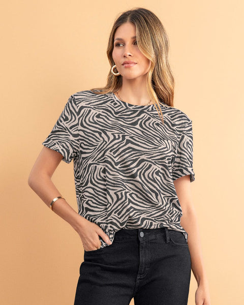 Camiseta manga corta estampada con dobladillo en manga#color_075-cebra