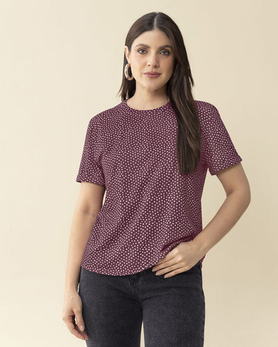 Camiseta manga corta estampada con dobladillo en manga#color_083-puntos