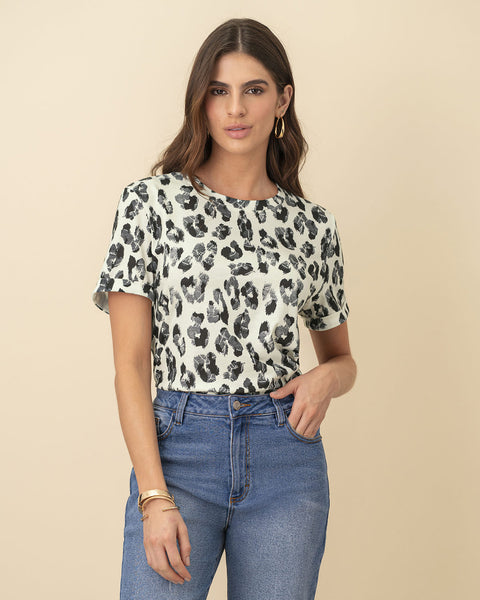 Camiseta manga corta estampada con dobladillo en manga#color_119-leopardo