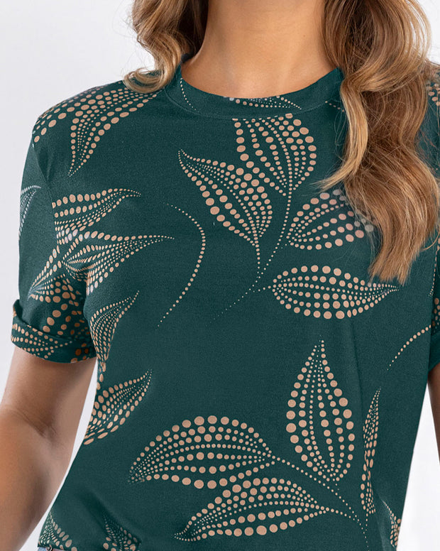 Camiseta manga corta estampada con dobladillo en manga