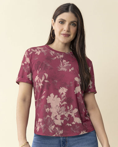 Camiseta manga corta estampada con dobladillo en manga#color_173-flores