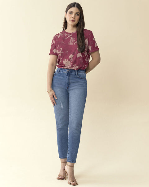 Camiseta manga corta estampada con dobladillo en manga#color_173-flores