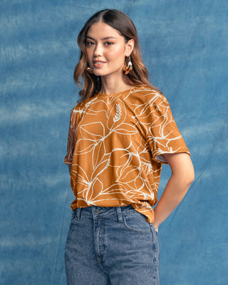 Camiseta manga corta estampada con dobladillo en manga#color_179-terracota-claro