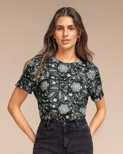 Camiseta manga corta estampada con dobladillo en manga#color_c08-estampado-negro