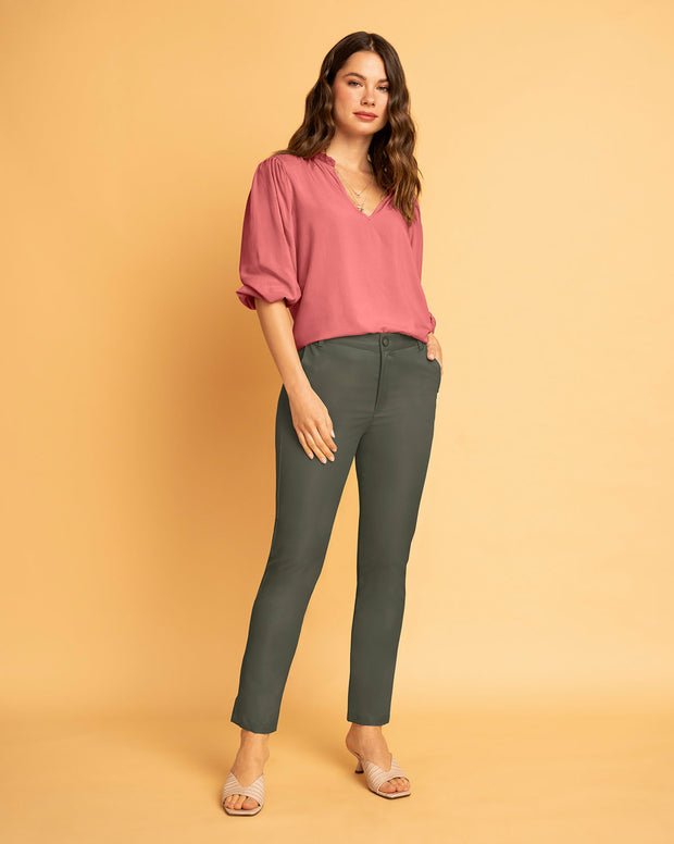 Blusa manga 3/4 con elástico en puños