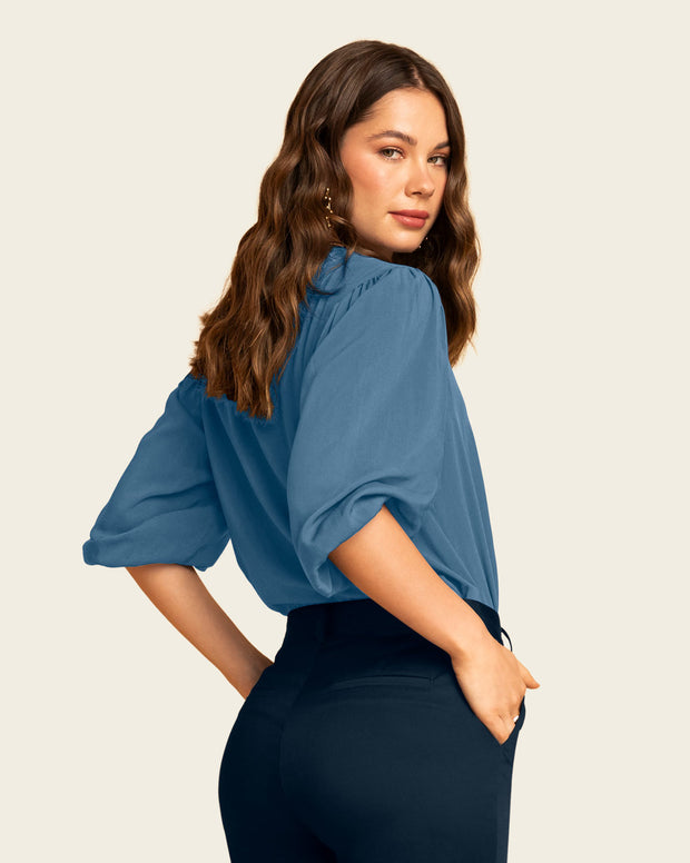 Blusa manga 3/4 con elástico en puños