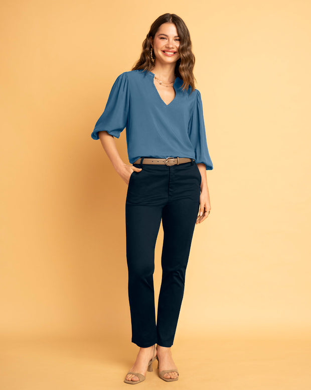 Blusa manga 3/4 con elástico en puños
