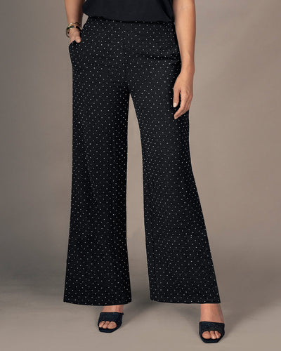 Pantalón bota recta en tela con apliques con brillo#color_700-negro
