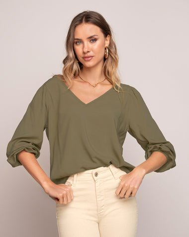 Blusa de mangas con volumen#color_601-verde