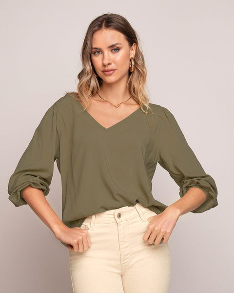 Blusa de mangas con volumen#color_601-verde