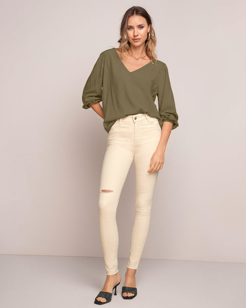 Blusa de mangas con volumen#color_601-verde