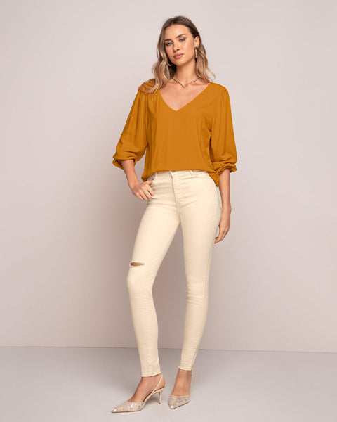 Blusa de mangas con volumen#color_847-mostaza