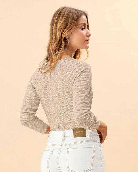 Camiseta manga larga en tela con textura#color_849-beige