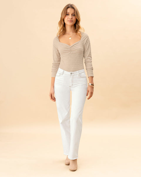 Camiseta manga larga en tela con textura#color_849-beige