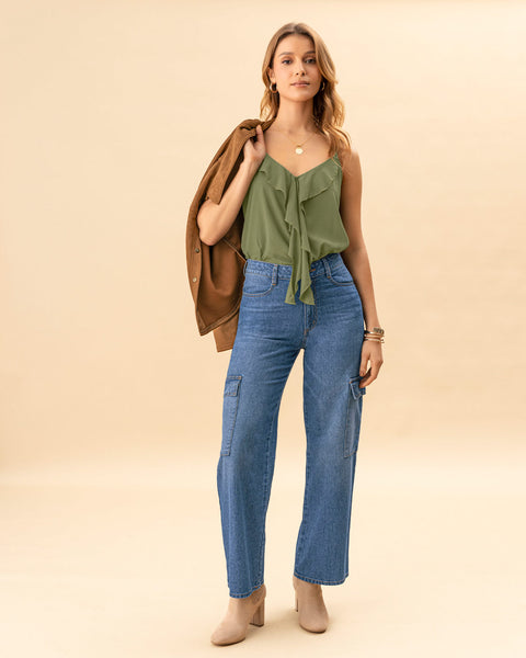 Blusa de tiritas con bolero en frente#color_c48-verde