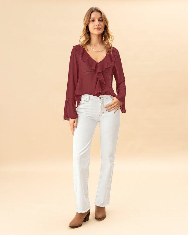 Blusa con bolero en escote en tela con transparencia