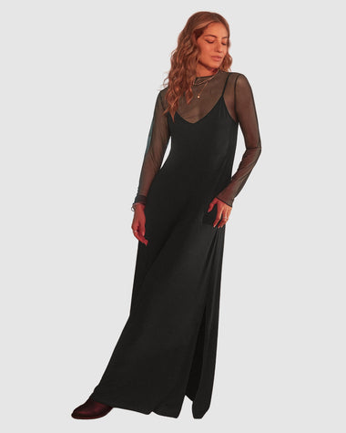 Vestido largo con camiseta interna en mesh#color_700-negro