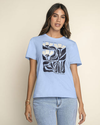 Camiseta manga corta en algodón con estampado en frente#color_022-azul-claro