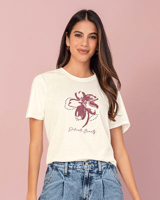Camiseta manga corta en algodón con estampado en frente#color_806-marfil