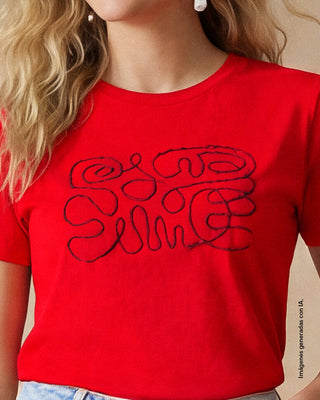 Camiseta manga corta en algodón con estampado en frente#color_c36-rojo