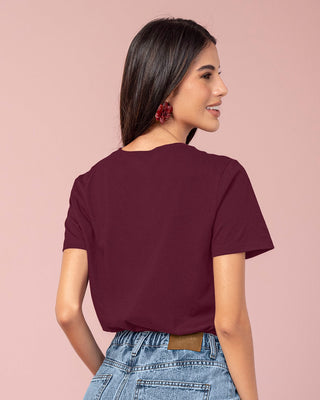 Camiseta manga corta en algodón con estampado en frente#color_c37-borgona