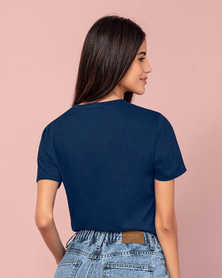 Camiseta manga corta en algodón con estampado en frente#color_c41-azul