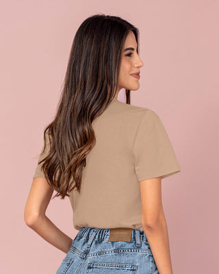 Camiseta manga corta en algodón con estampado en frente#color_c54-arena