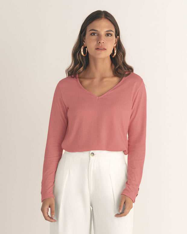 Camiseta manga larga con botones en puños