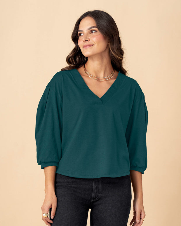 Camiseta manga 3/4 tipo globo