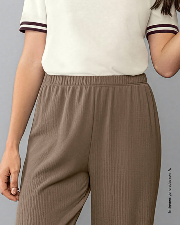 Pantalón sporty bota ancha con elástico en cintura