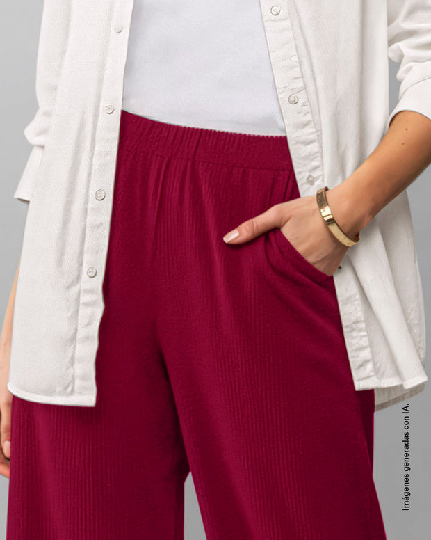 Pantalón sporty bota ancha con elástico en cintura