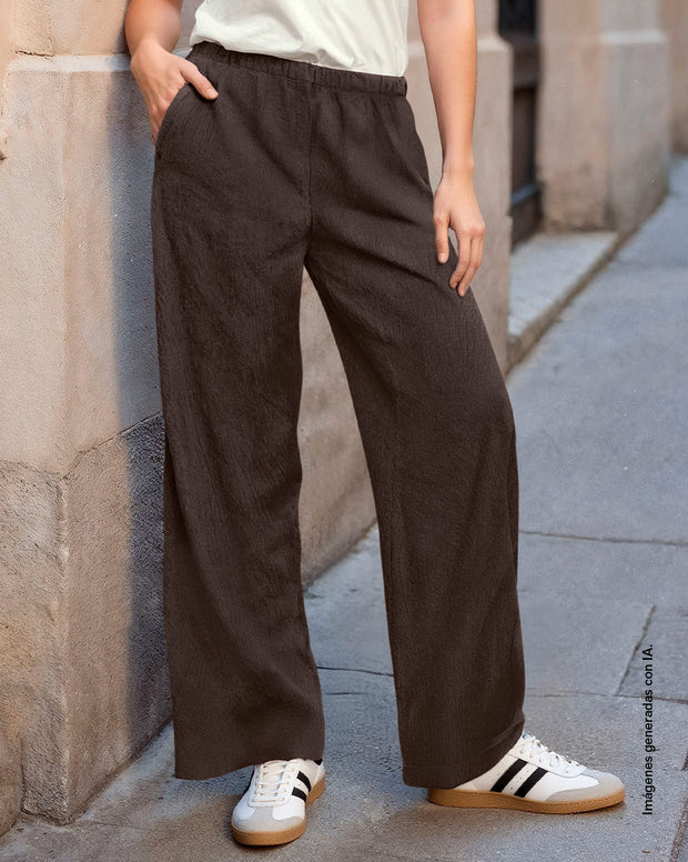Pantalón sporty bota ancha con elástico en cintura