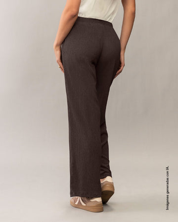 Pantalón sporty bota ancha con elástico en cintura#color_800-cafe